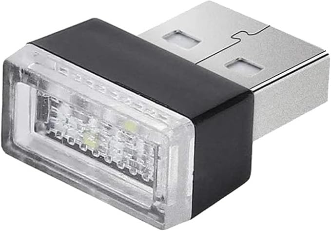 1/4/10 PCS USB LED Light Car Interior Styling Atmosphere Decorative Lamps Mini Universal Portable Ambient Lighting Kit Red Bule(4 PCS_Blue)