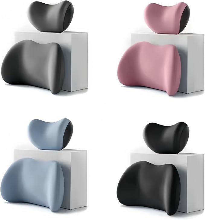 Car Neck Pillow and Lumbar Support Cushion - Memory Foam Backrest for Driver Seat Comfort(G)