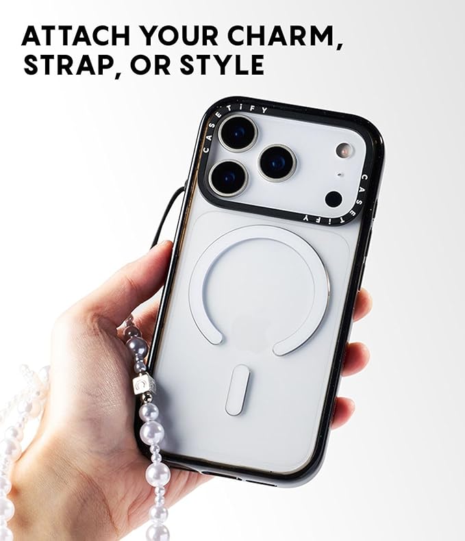 CASETiFY Impact iPhone 17 Pro Max Case [Slim/Compatible with Magsafe / 8.2 ft. 4X Military Grade Drop Protection] - Rabbit Ribbon - Clear Black