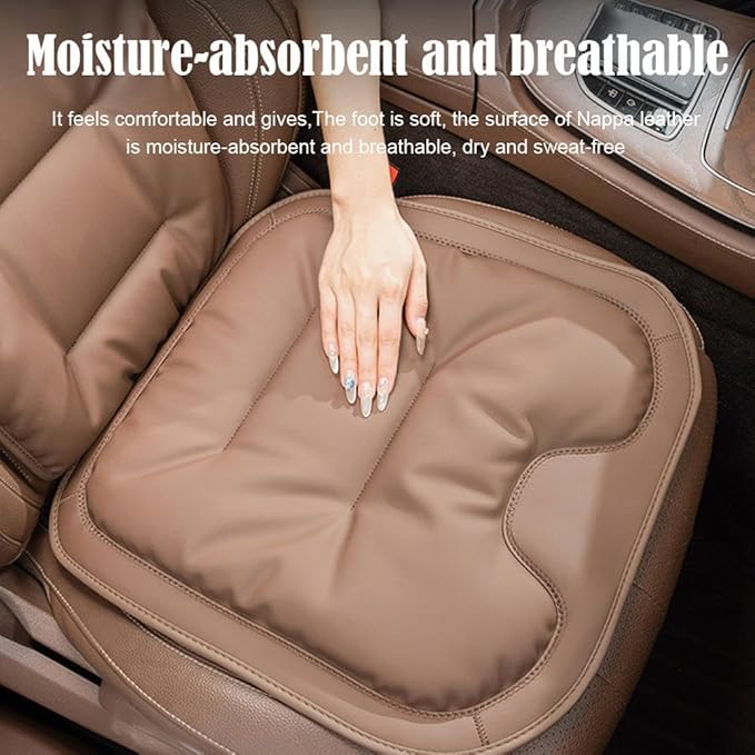 Skin-Friendly & Dirt-Repellent Leather Seat Cushions, 2026 Car Seat Cushion for Driving, 1.57" Thick Comfort Seat Protector, Universal Non-Slip Memory Foam Pad for Car (Black, Backrest Cushion)