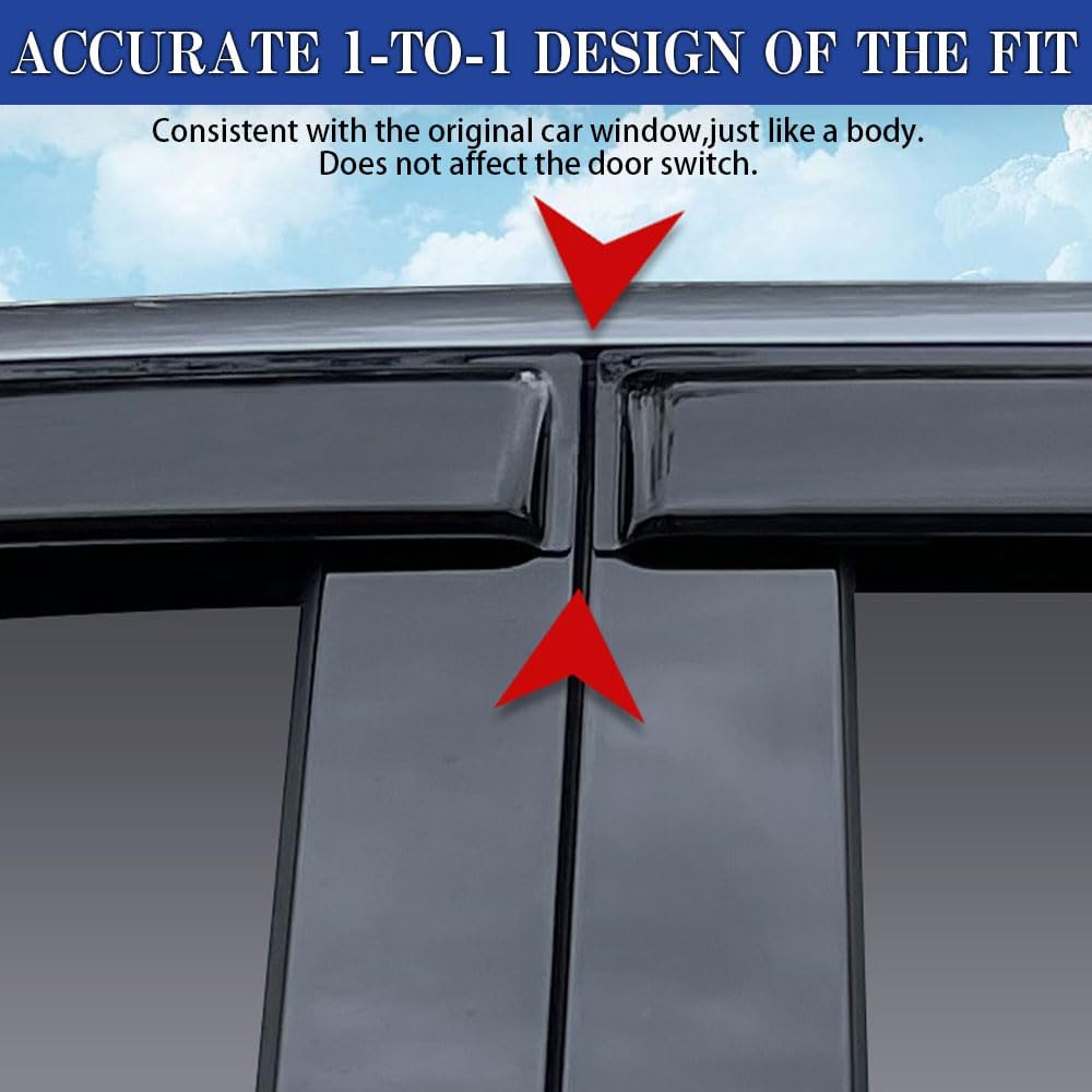 Rain Guards for Fusion 2013-2020, Tape-on Side Window Deflectors for Fusion, Window Visors for Ford Cars, for Ford Car Accessories 4 Rain Guards ＆ 4 Car Coasters