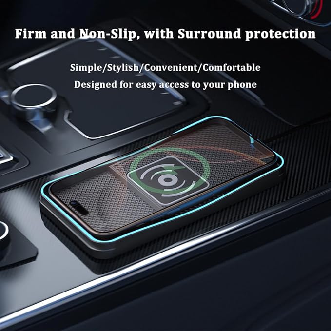 Car Wireless Charger Pad for GMC Terrain 2010-2026, Type-C/USB 20W Fast Wireless Car Charger Pad Non-Slip Cordless Charging Mat,B-30cm Cable USB Plug