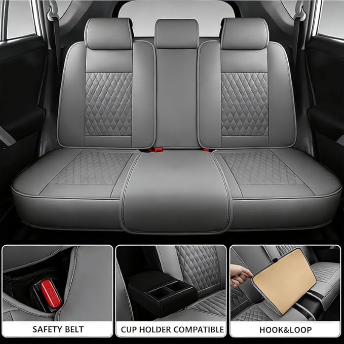 Car Seat Covers Full Set Custom Fit for Chevrolet/Chevy Colorado 2015-2026 - Premium Faux Leather with Lumbar Support | Breathable, Waterproof, Anti-Slip, Durable (Gray,Full Set)