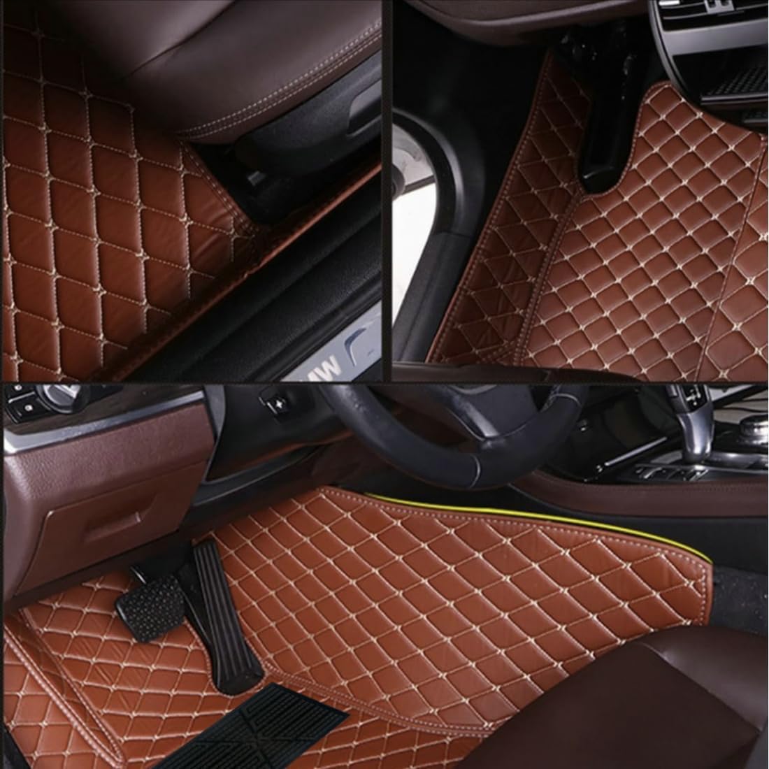 Custom Personalized Floor Mats for Cars，Luxury Full Coverage All Car Floor Mats，Anti-Slip Leather Car Mat Set ，Custom Floor Mats for 99% of Cars, Trucks & SUVs. (Black)