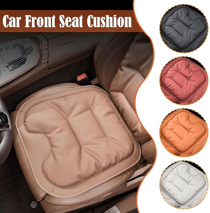 Skin-Friendly & Dirt-Repellent Leather Seat Cushions, 2026 Car Seat Cushion for Driving, 1.57" Thick Comfort Seat Protector, Universal Non-Slip Memory Foam Pad for Car (Black, Rear Seat Cushion)