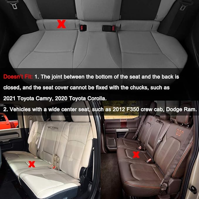 Black Panther Luxury PU Leather Rear Car Seat Cover, Compatible with Compact,Small and Medium Vehicles, Adjustable Length 49-55'', Diamond Pattern Embroidery (Black)