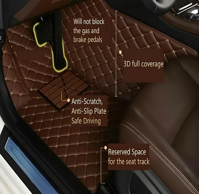 Customize Car Floor Mats for 99% Sedan SUV Sports Car All Weather Leather Full Coverage Waterproof Non-Slip Vehicle Lining Pads (Black Green Splicing)