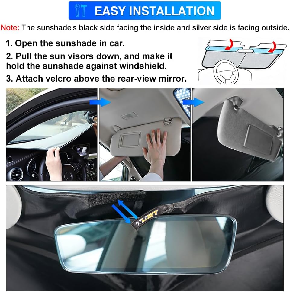 KUST Windshield Sun Shade for Nissan Sentra 2007-2012 Accessories Custom Fit Sunshade Foldable Window Sun Visor Protector Blocks UV Rays Keep Your Car Cooler