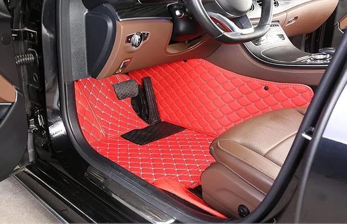 Custome Car Mats Accessories All Weather Floor mats Compatible with Automotive Floor Mats Passenger car mats (All RED)