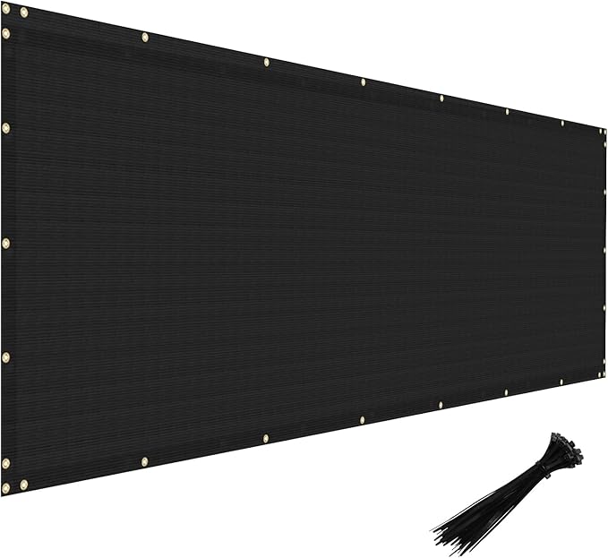 Windscreen4less Privacy Fence Screen Heavy Duty Windscreen Fencing Mesh Fabric Shade Net Cover with Brass Grommtes for Outdoor Wall Garden Yard Pool Deck, 8'x4' Black