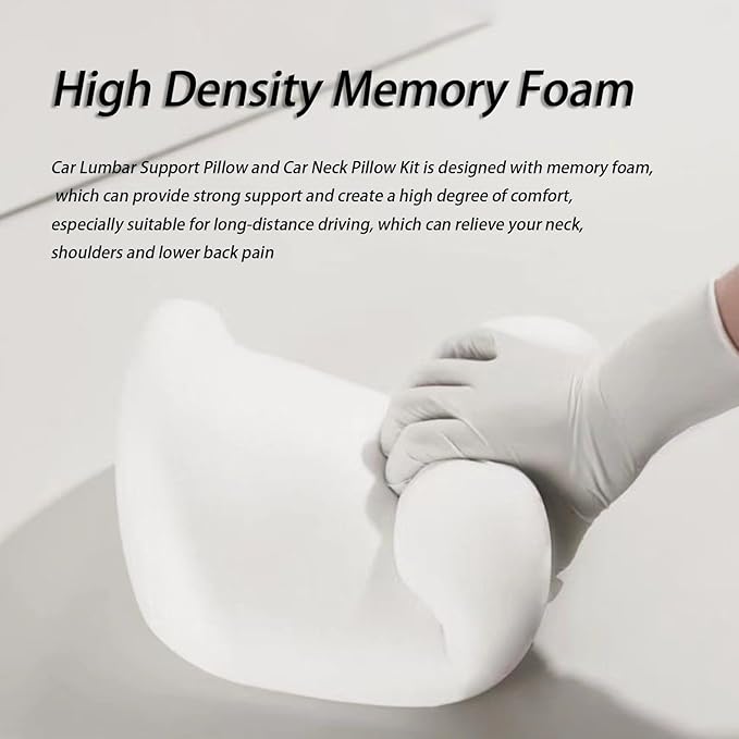 Car Lumbar Support Pillow and Car Neck Pillow Kit for Mazda CX-5 2012-2020 2021 2022 2023 2024 2025 2026, Car Seat Neck Back Rest Pillows, Ergonomic Car Seat Headrest & Lumbar Cushion