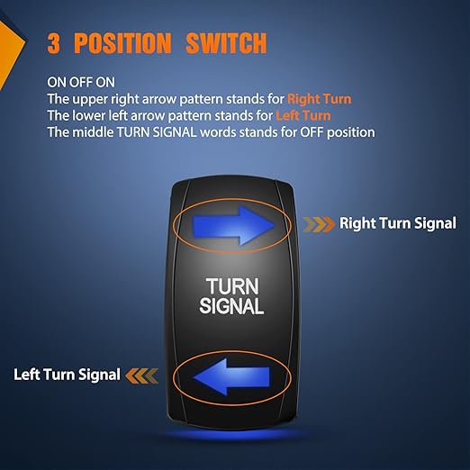 Nilight Turn Signal Switch Blue 4Pin ON-Off-ON Laser Etched SPDT Toggle Rocker Switches 12V 20A 24V 10A Jumper Wires for Cars RVs Campers Trailers