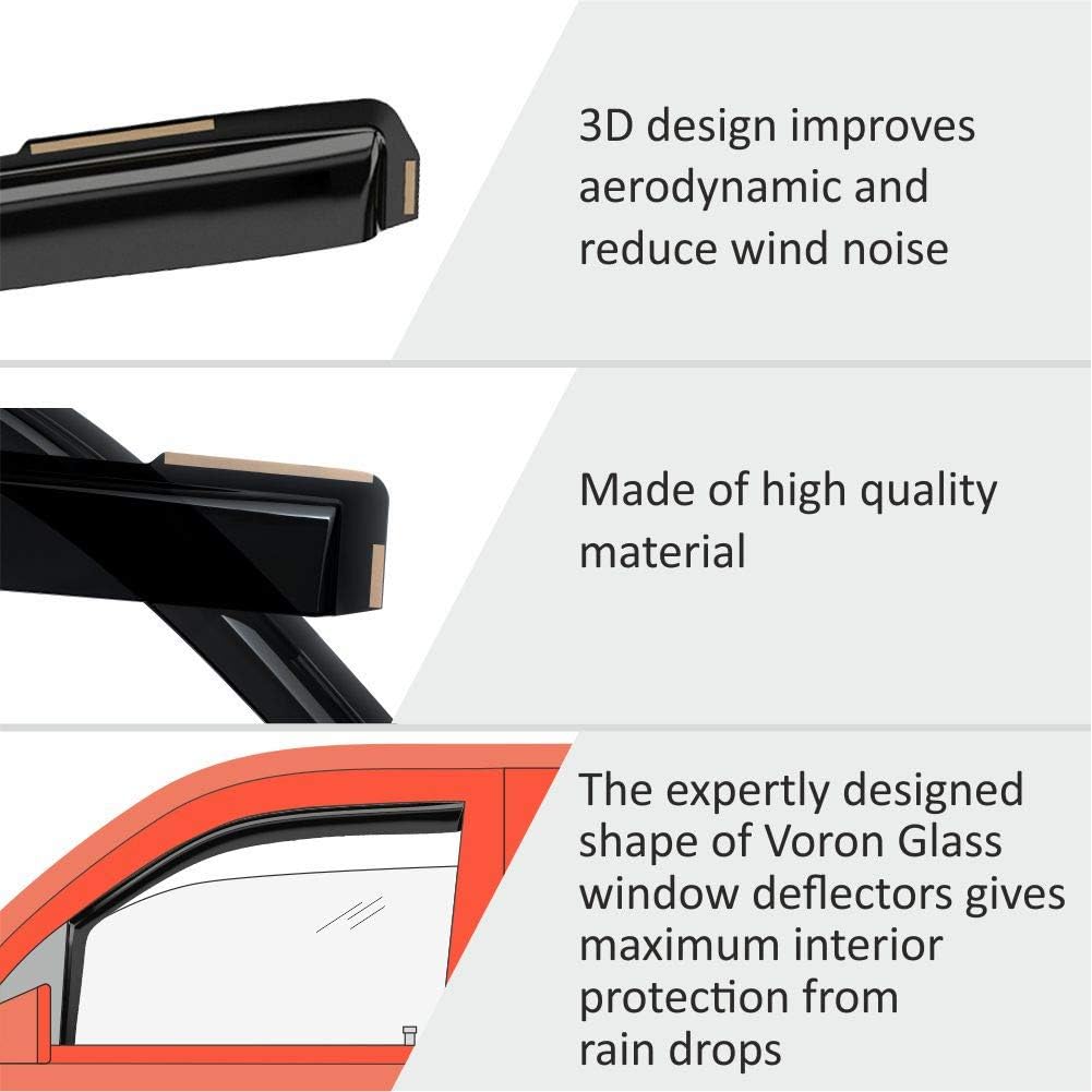 Voron Glass in-Channel Extra Durable Rain Guards for Chevrolet (Chevy) Silverado/GMC Sierra 2500HD/3500HD 2020-2025 Crew Cab, Window Deflectors, Vent Window Visors, 4 Pieces - 200298
