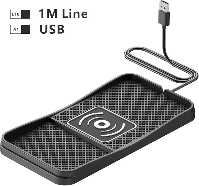 Car Wireless Charger Pad for Jeep Wrangler 2000-2002 2007-2026, Fast Car Wireless Charging Pad for Car Center Console, Non Slip Charging Mat,1M-USB