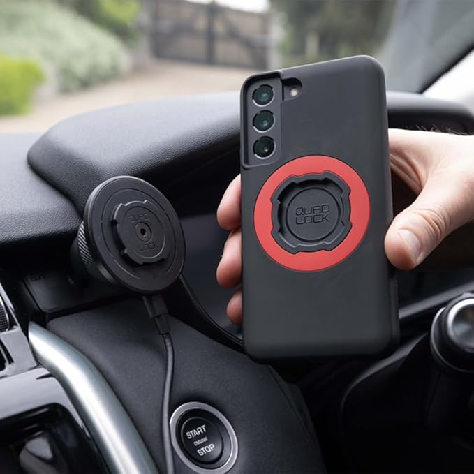 Quad Lock Adhesive Dashboard/Console Car Phone Holder Kit with MAG Wireless Charging Head V2 and MAG Phone Case for iPhone SE (3rd Gen)