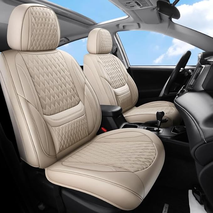 Car Seat Covers Full Set Custom Fit for Chevrolet/Chevy HHR 2006-2011 - Premium Faux Leather with Lumbar Support | Breathable, Waterproof, Anti-Slip, Durable (Beige,Full Set)