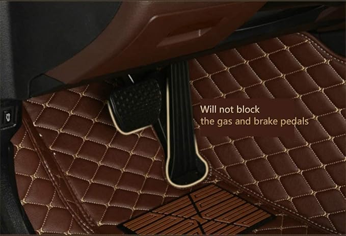 Custom Car Floor Mats for 96% Sedan SUV Sports Car Protection Full Coverage Pads Anti-Slip Leather Floor Lining All Weather Car Floor Mats (Beige and Brown)