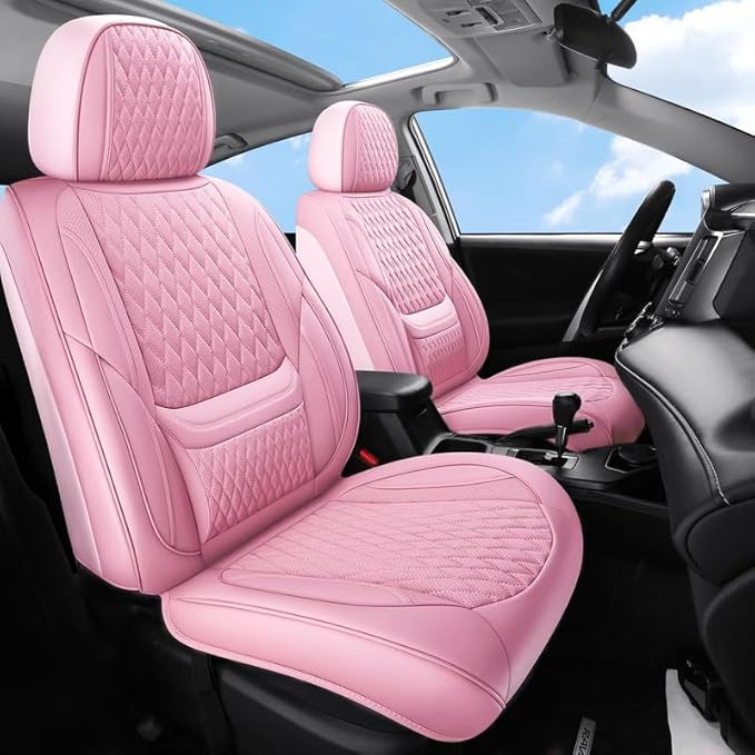 Car Seat Covers Full Set Custom Fit for Chevrolet/Chevy Trax 2015-2026 - Premium Faux Leather with Lumbar Support | Breathable, Waterproof, Anti-Slip, Durable (Pink,Full Set)