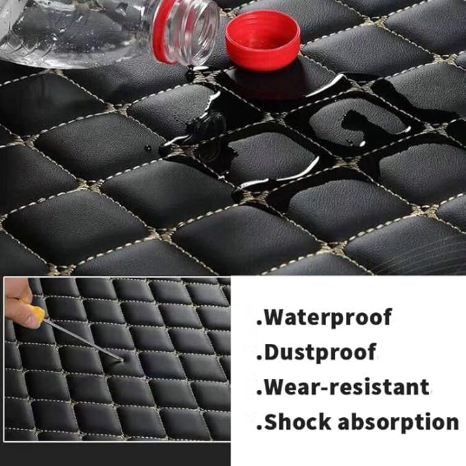 Car Floor Mats Automotive Floor Mats Vehicle Specific All Weather Protection Custom Compatible with Most of 98% Cars SUVs (Black with red bar)