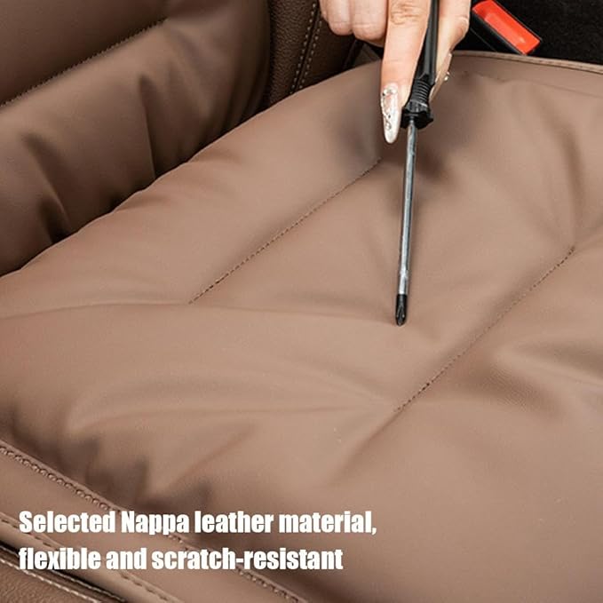 Skin-Friendly & Dirt-Repellent Leather Seat Cushions, 2026 Car Seat Cushion for Driving, 1.57" Thick Comfort Seat Protector, Universal Non-Slip Memory Foam Pad for Car (Orange, Front Seat Cushion)