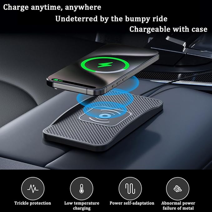 Wireless Car Charger Pad for Cadillac Escalade 2000 2002-2026, Type-C/USB 20W Car Wireless Charger Non-Slip Phone Charging Pad Car Accessories,A 30cm Cable Type-C Plug