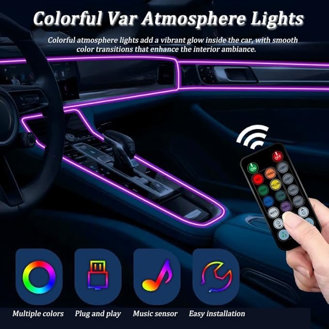 Car LED Strip Light for Alfa Romeo Giulia Quadrifoglio 2016–2025, 6 in 1 Car Ambient Lighting Kits, Interior Interior Light Sync to Music, Auto Decorations Interior Accessories, 8M