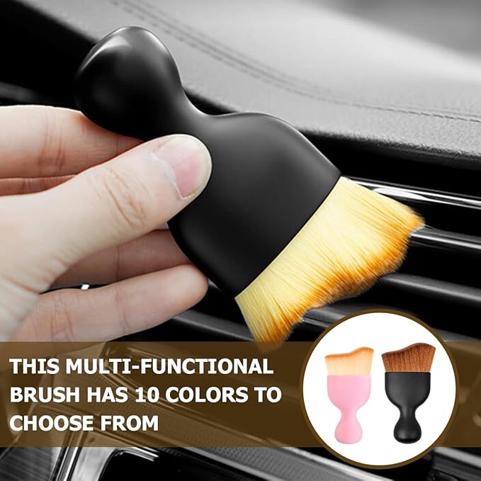 Blilo Car Interior Detailing Brush, Auto Soft Hair Cleaning Brushes, Curved Dirt Dust Collectors, Removal Tool for Dashboard Air Conditioner Vents Leather, Scratch Free (Dark Brown/1PCS)