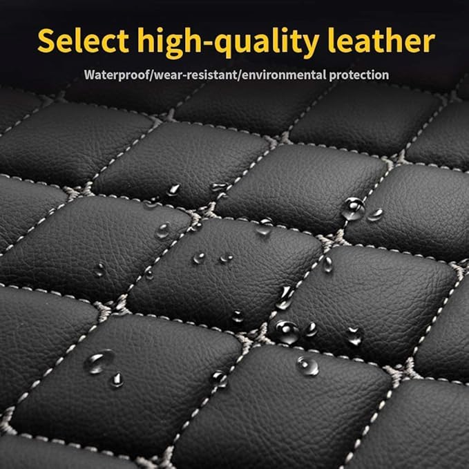 Custom Making Car Floor Mats for 90% Car Model Luxury Leather All Weather Waterproof Anti-Skid Full Coverage Liners (White)