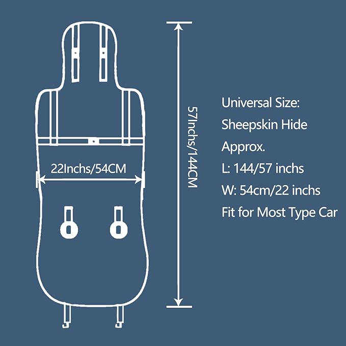 OGLAND Fluffy Sheepskin Car Seat Cover-Fuzzy Fur Auto Cushion for Universal Automotive Protector (Ivory White, 1 Pcs Front Seat Cover)