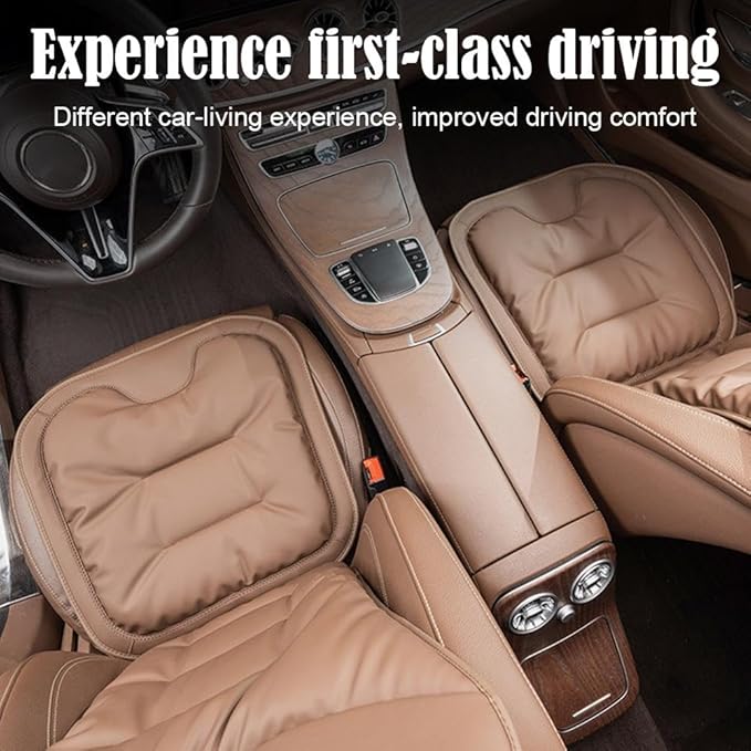 Car Seat Cushion, 2025 New Skin-Friendly Leather Seat Cushions, Skin-Friendly Leather Seat Cushions, Front Bottom and Rear Seat Cushions for Auto Office (White 1set)