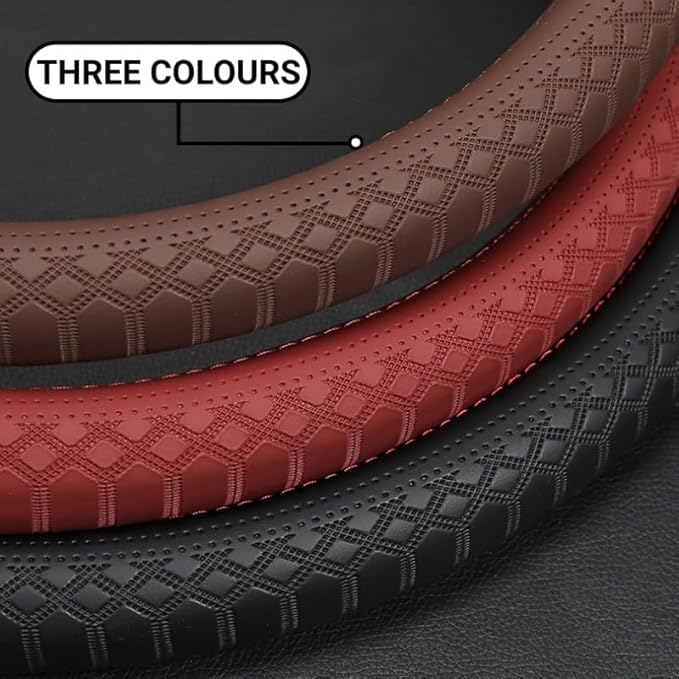Wood Car Steering Wheel Cover Rubber Inner Ring All Car Universal Four Seasons Universal Thin Fiber Leather Anti-Slip 16 17 18 19inch for Truck (16inch, Black)