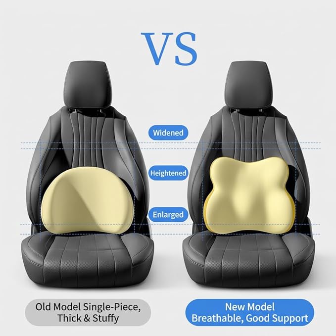 Car Headrest Pillow & Lumbar for Audi A1 A3 A4 A5 A6 A7 A8 A4L A6L A8L Q2 Q3 Q5 Q7 Q5L Sq5/A3 8P/A4 B7, Car Seat Neck Pillow Back Support, Breathable All-Season Automotive Seat Cushions, 2PCS