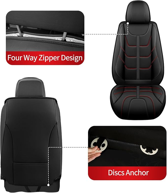 TTX LIGHTING Car Seat Covers fit for GMC Terrain 2010-2026 Full Set: Premium Leather Automotive Seat Cover with Airbag Compatible Waterproof (5 Seats, Redline)