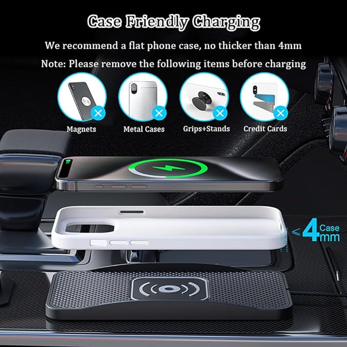 Wireless Car Charger Pad for BMW E36 E46 E90 F30 G20 E92 GT Convertible, Type-C/USB 20W Car Wireless Charger Non-Slip Phone Charging Pad Car Accessories,B 30cm Cable USB Plug
