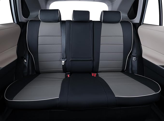 EKR Rav4 Seat Covers Custom Fit for Toyota Rav4 (Hybrid) LE/XLE Premium 2026,Waterproof Leather Car Seat Cover Full Set for SUV,Faux Leather(Black/Gray)