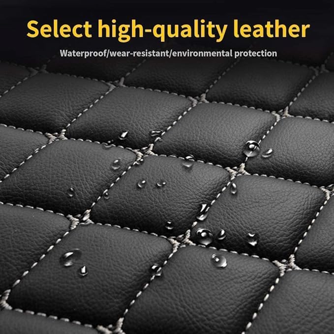 Custom Car Floor Mat Compatible with 97% Car Models Luxury Leather All Weather Waterproof Anti-Skid Full Coverage Car Mats (Gray with Black)