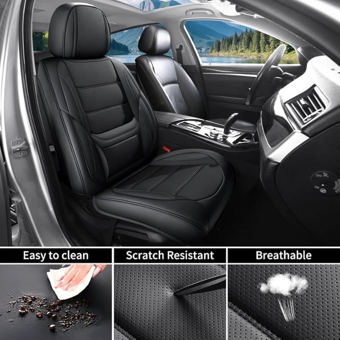 Car Seat Covers Custom Fit for Chevrolet/Chevy Cobalt 2004-2010, Premium Faux Leather Waterproof Car Seat Protectors with Lumbar Support, Breathable Anti-Slip Easy to Install(Black,Full Set)