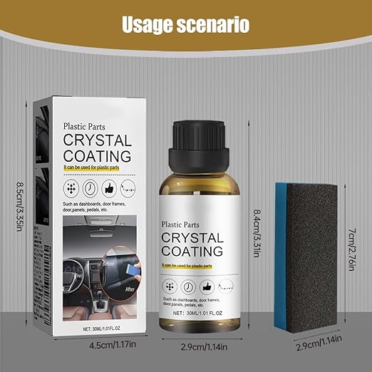 2025 Upgrade Crystal Coating for Car, Plastic Parts Crystals Coating, Plastics Parts Crystal Coating Plastic Restorer with Spong, Long Duration Refurbish Coatings Agent for Automotive Plastics (3Set)