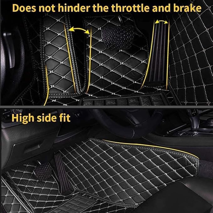 Custom Car Floor Mat Compatible with 97% Car Models Luxury Leather All Weather Waterproof Anti-Skid Full Coverage Car Mats (Orage with Black)