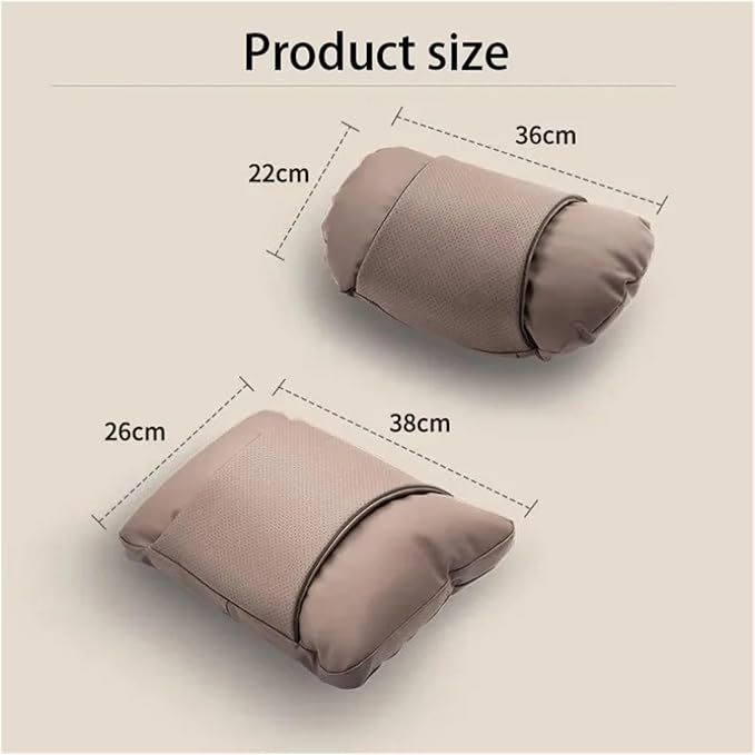 1/2PCS PU Leather Car Neck Pillow & Lumbar Support Cushion, Breathable Universal Seat Headrest Waist Pad, Soft Support Cushion for Daily Driving and Travel(E Style headrest)