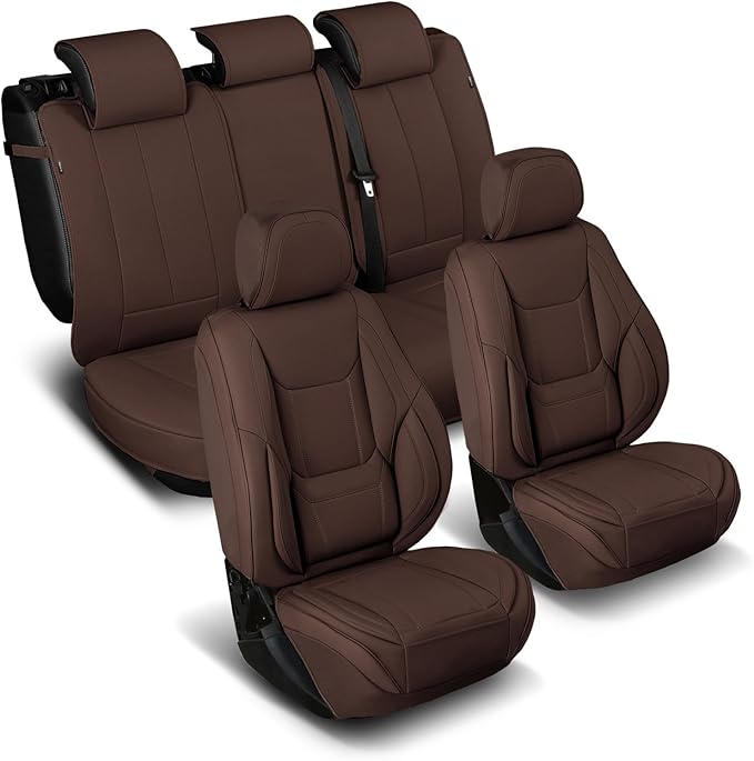 Coverland Custom Fit Car Seat Covers for SUV Compatible with [2020-2025 Mercedes-Benz GLE-Class] Premium Water Resistant Leather Non-Slip Interior Protector [Full Set Dark Brown - Size Chart X82]