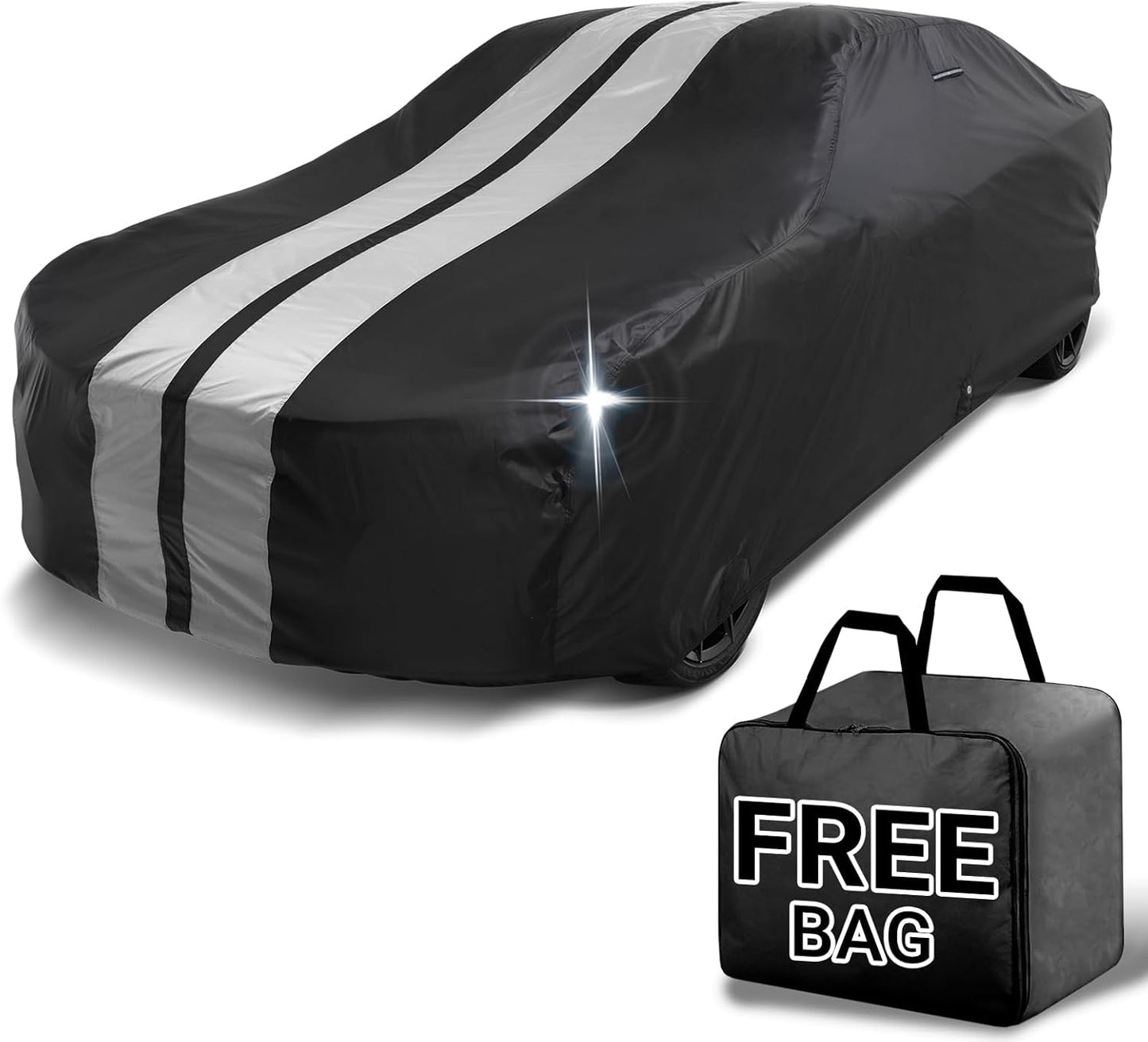 iCarCover Custom Car Cover for Chevy Styleline Special (1949-1952) Waterproof All Weather Rain Snow UV Sun Protector Full Exterior Indoor Outdoor Car Cover (Stripe - Black/Gray)