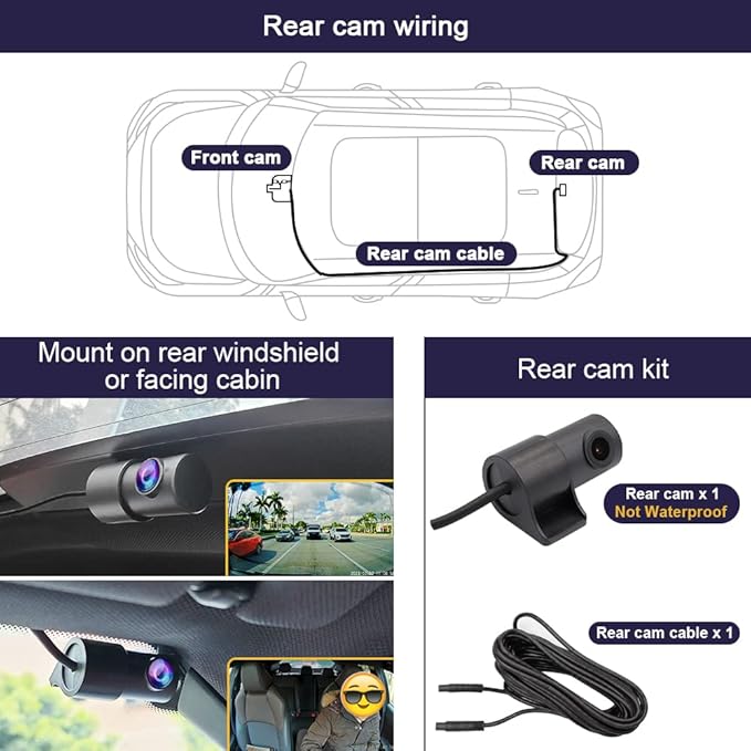 Fitcamx Front 4K+Rear 1080P Dash Cam Adapts for Honda Civic 2022-2026 Type R Si (Black Cover), Integrated OEM Style, Dual HD Video, WiFi & APP, Loop Recording, G-Sensor, Easy to Use, 128GB Card