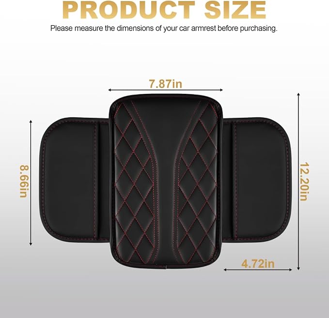 Center Console Cover Fit for Avalon Scratch & Wear Resistant Waterproof Middle Console Cover with 2 Storage Bags(Black&Redline)