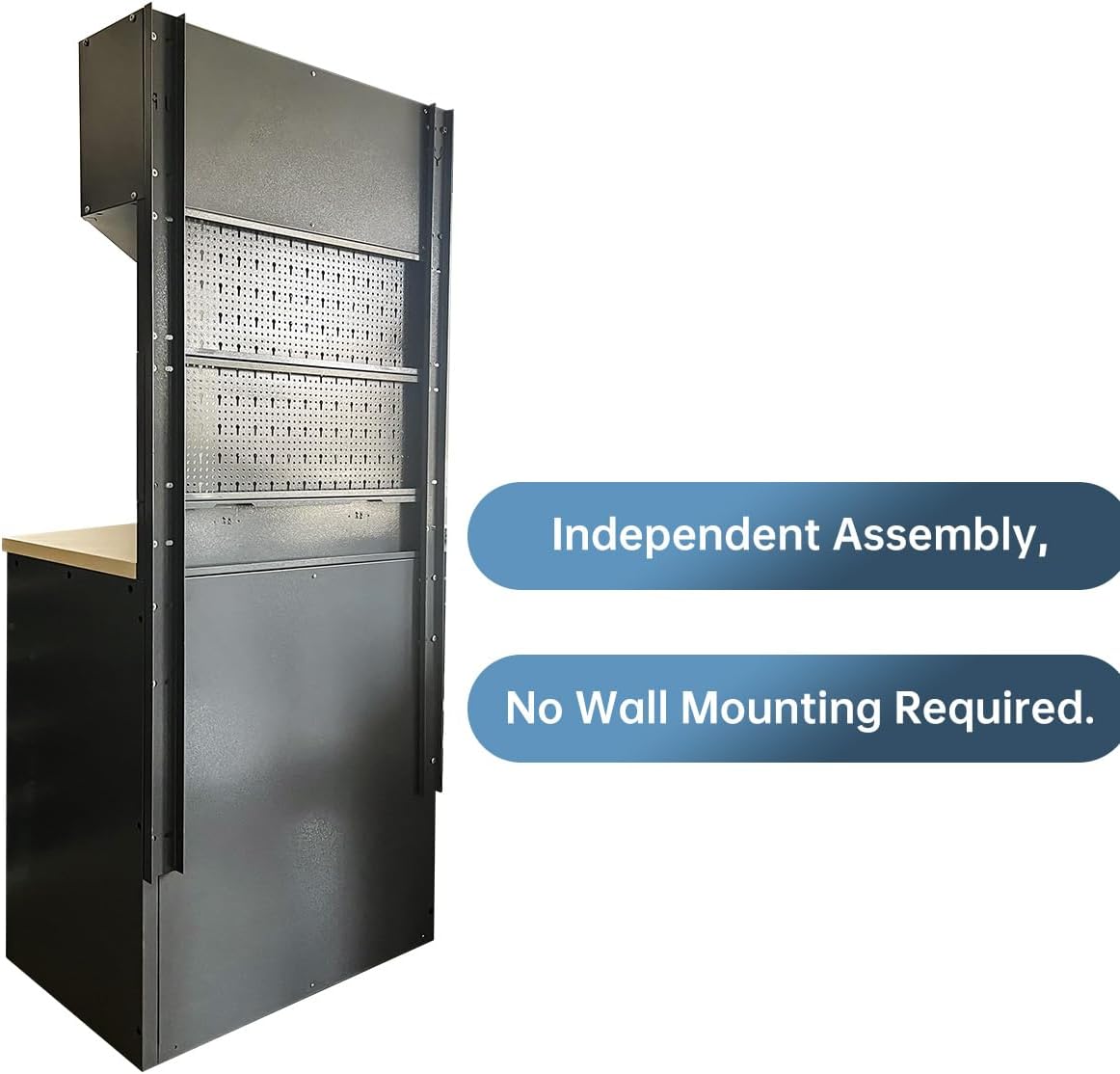 JZD Metal Garage Storage System, Lockable Tool Cabinet Workbench for Workshop, No Wall Mounting Needed, for Utility Room Pantry