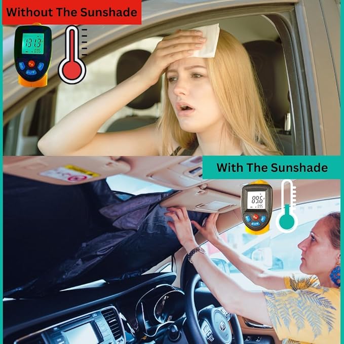 Windshield Sun Shade -Certified 99.87% UVB & 99.02% UVA Car Sun Shade. Award Winning Sunshade - Patented Technology | Compatible for Porsche 911 2012-2019 | Car Shades by Kinder Fluff