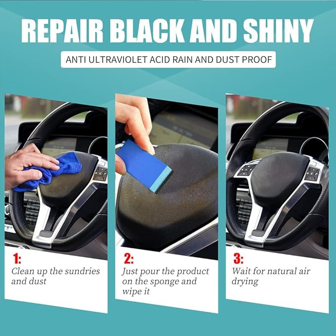 RJDJ Plastic Restorer for Cars, Trim & Exterior – Plastic Revitalizing Coating Agent, Restores Faded Plastic, UV Protection, Car Shine Refurbishing Solution (50ml-3pcs)
