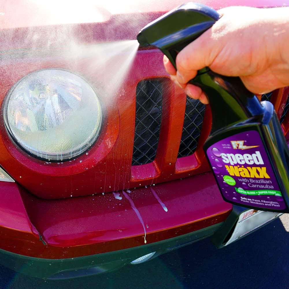 FZ Speed Waxx - Car Cleaning Supplies, Car Wax Spray with Brazilian Carnauba Wax, Quick Detailer, Water Spot Remover for Trucks, RVs, Boats, and More - 16 oz Banana Scented