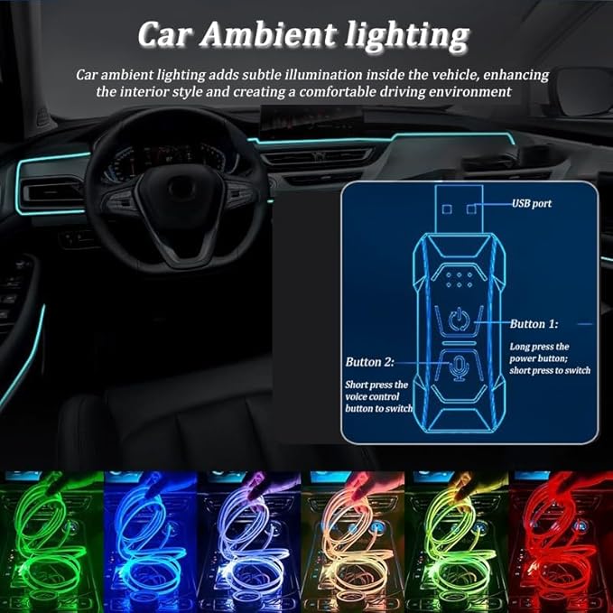Car LED Strip Light for Lexus RX 2010–2025, 6 in 1 Car Ambient Lighting Kits, Interior Interior Light Sync to Music, Auto Decorations Interior Accessories, 8M