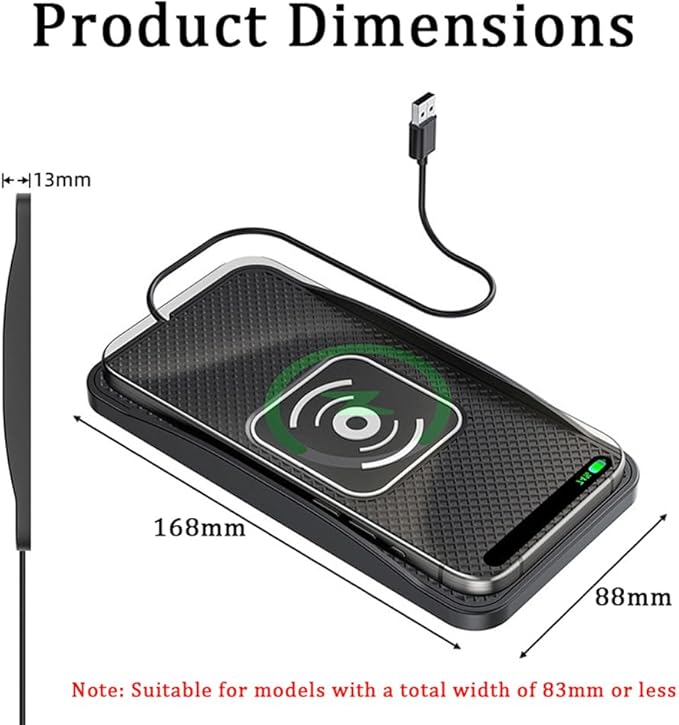 Wireless Car Charger Pad for Kia Telluride 2020-2025, Type-C/USB 20W Car Wireless Charger Non-Slip Phone Charging Pad Car Accessories,B 30cm Cable USB Plug